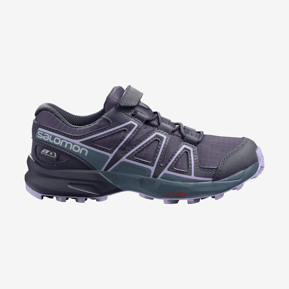 Kids' Salomon SPEEDCROSS CLIMASALOMON™ WATERPROOF Trail Running Shoes Purple/Blue/Lavender | JBGU-82976