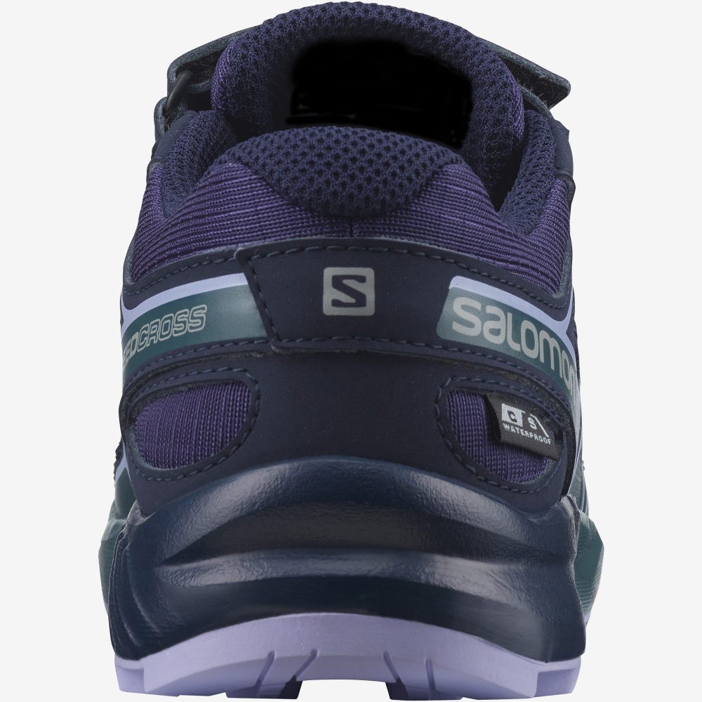 Kids' Salomon SPEEDCROSS CLIMASALOMON™ WATERPROOF Trail Running Shoes Purple/Blue/Lavender | JBGU-82976