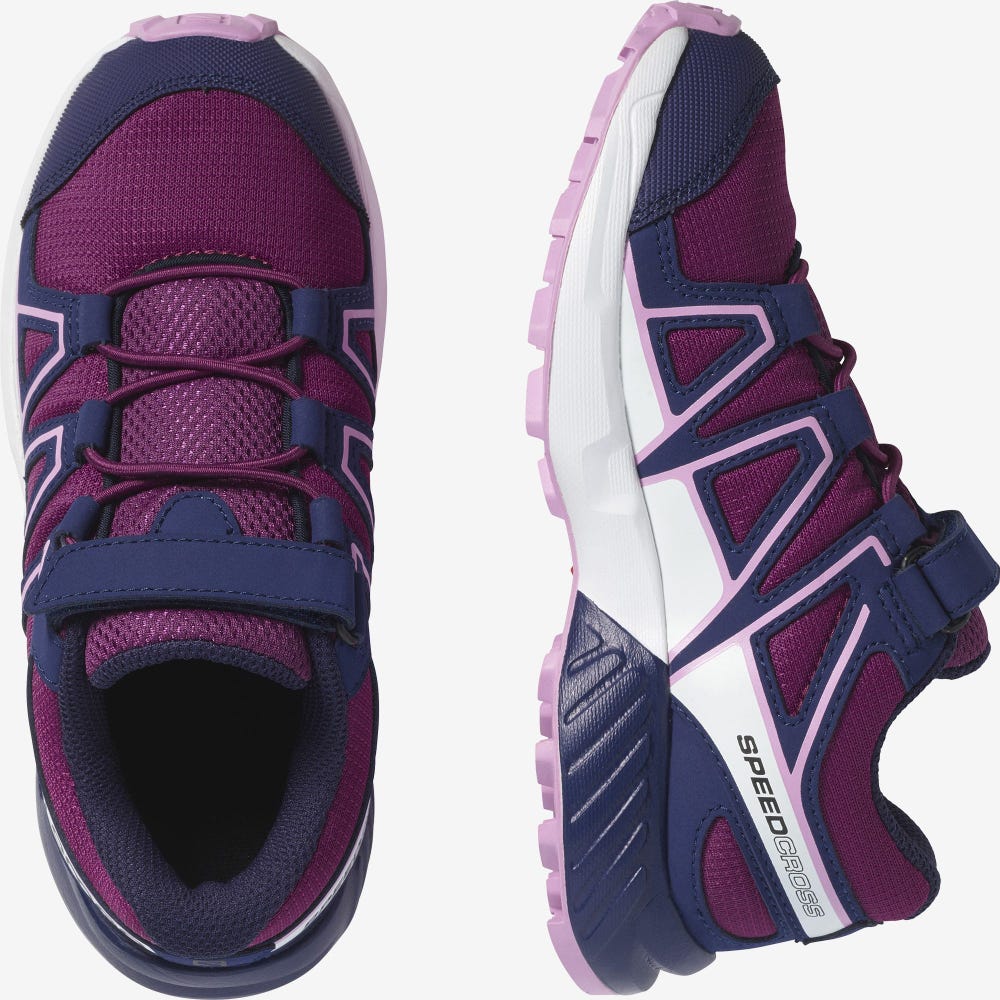 Kids' Salomon SPEEDCROSS Trail Running Shoes Purple/Blue/Purple | RQTS-56721