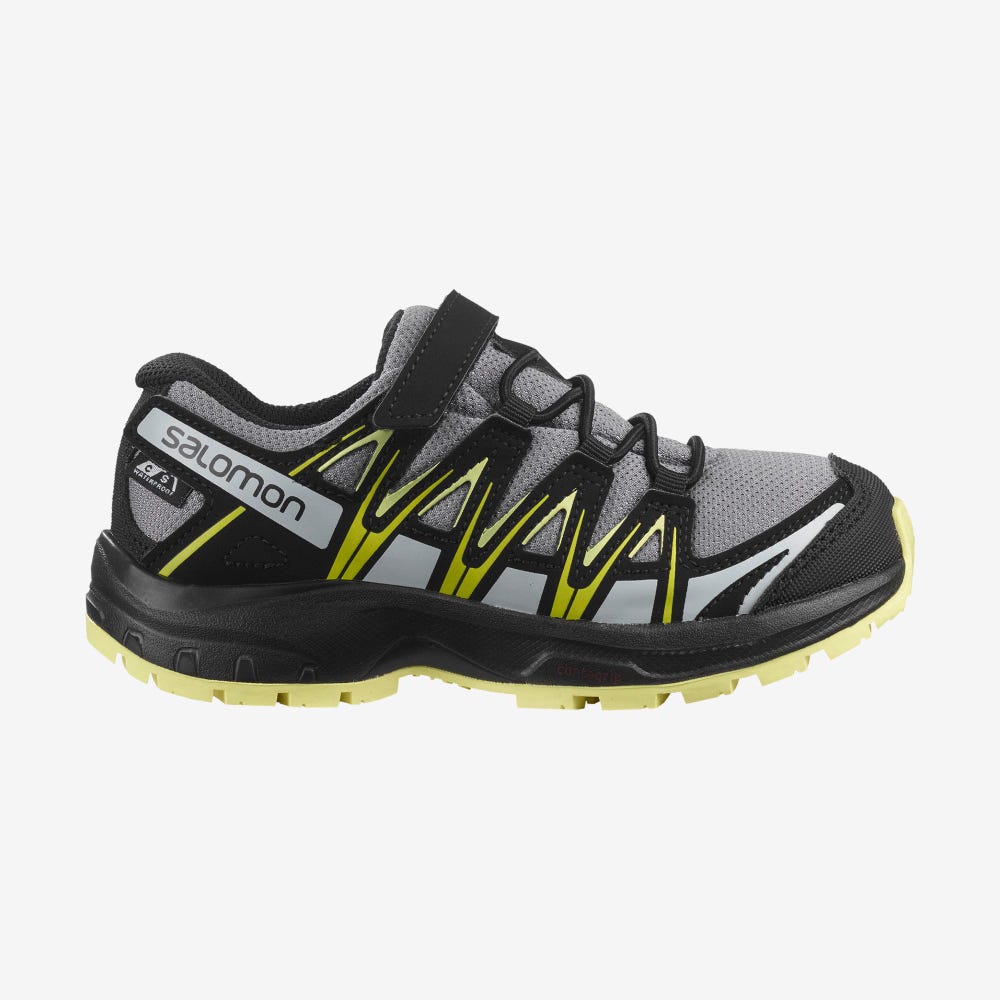 Kids\' Salomon XA PRO 3D CSWP K Trail Running Shoes Black | MZAP-85460