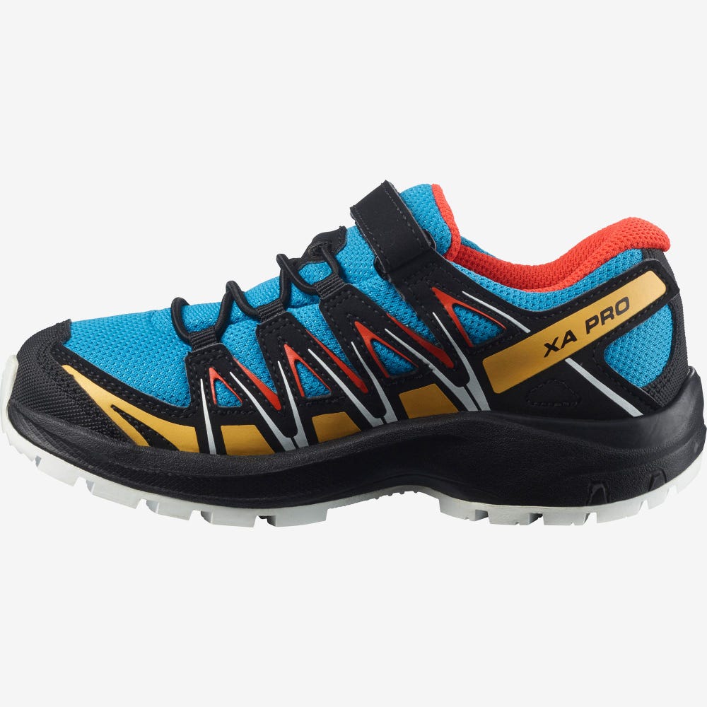 Kids' Salomon XA PRO 3D CSWP K Trail Running Shoes Blue/Black/ Apricot | TLBG-16032