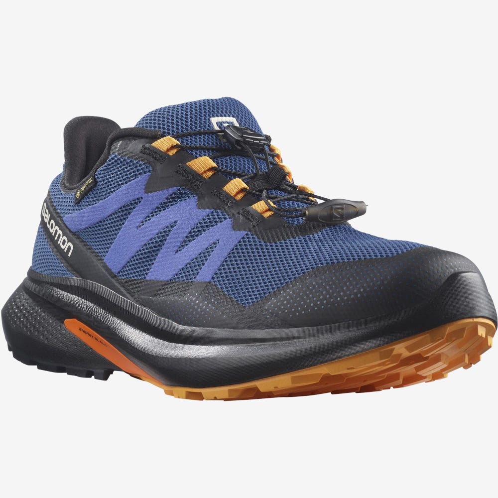 Men's Salomon HYPULSE GORE-TEX Trail Running Shoes Blue/Black/Orange | YUJB-61498