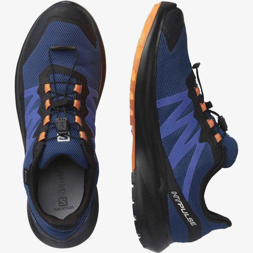 Men's Salomon HYPULSE GORE-TEX Trail Running Shoes Blue/Black/Orange | YUJB-61498