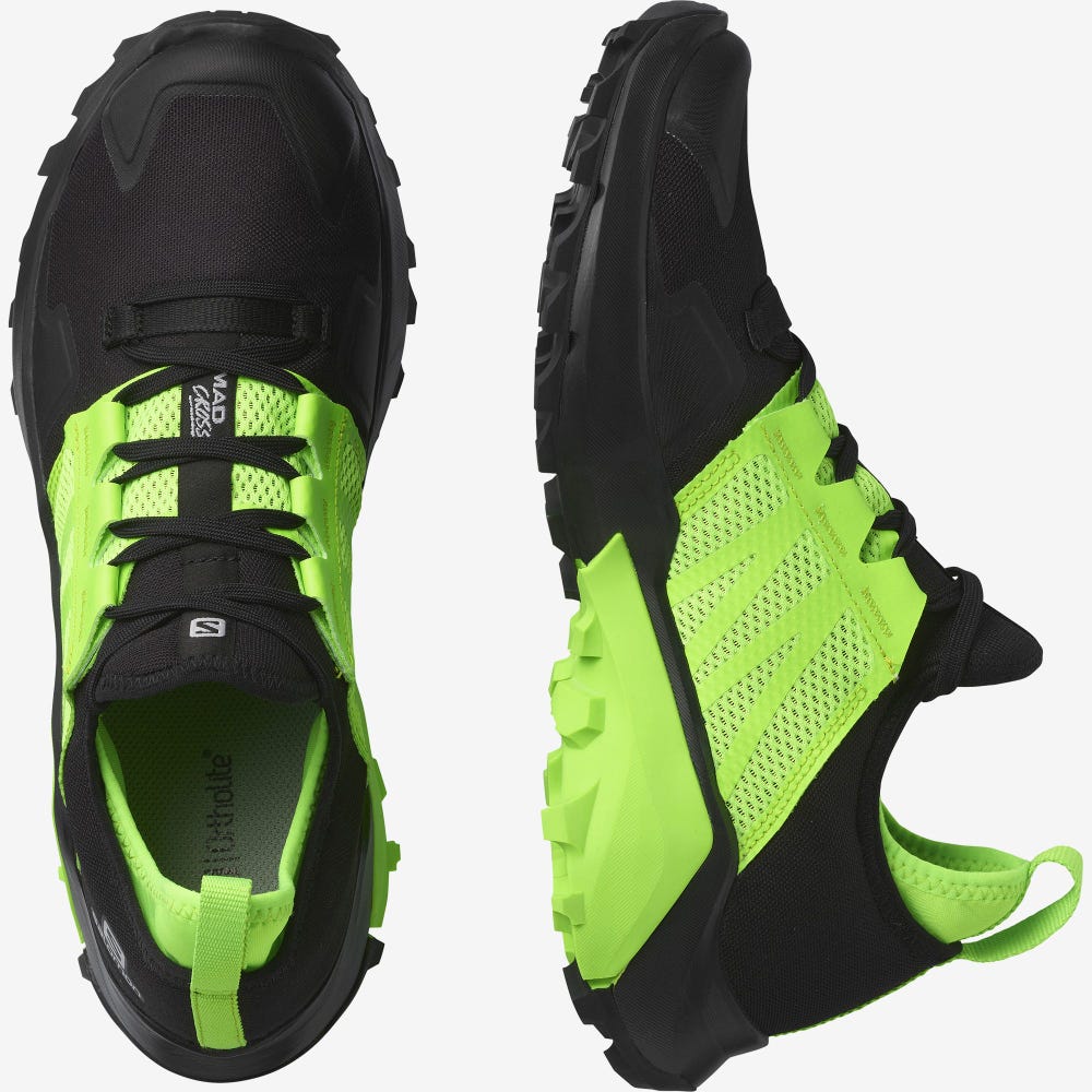 Men's Salomon MADCROSS Trail Running Shoes Black/Green | ESAJ-80596