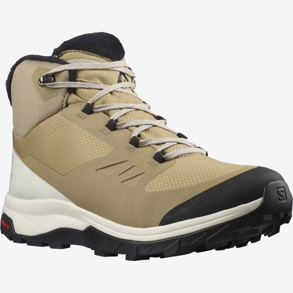 Men's Salomon OUTSNAP CLIMASALOMON™ WATERPROOF Winter Boots Brown/Black | OEBT-98013