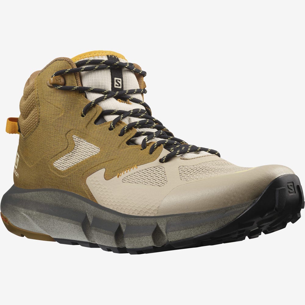 Men's Salomon PREDICT HIKE MID GORE-TEX Hiking Boots Brown/Beige | QFAH-65473