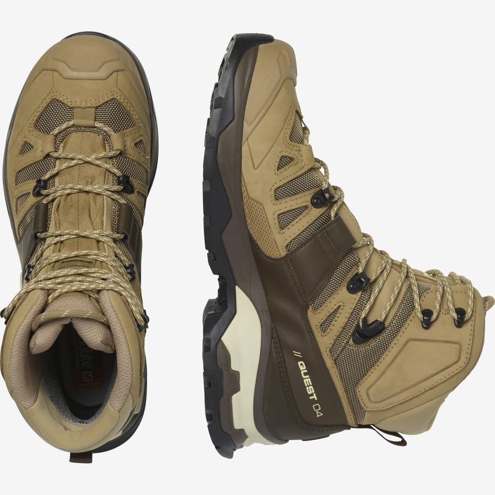 Men's Salomon QUEST 4 GORE-TEX Hiking Boots Brown | KDOZ-46159