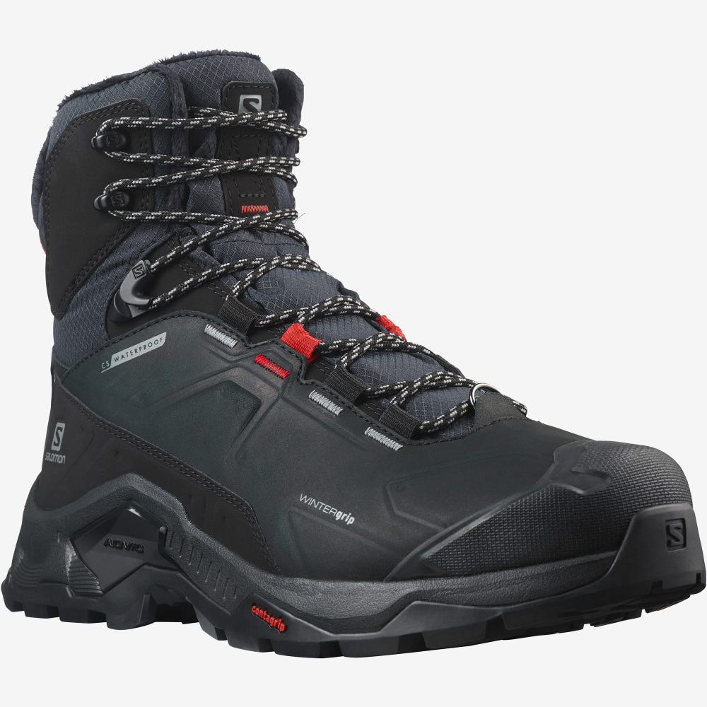 Men's Salomon QUEST WINTER THINSULATE™ CLIMASALOMON™ WATERPROOF Winter Boots Black | PNWX-76134