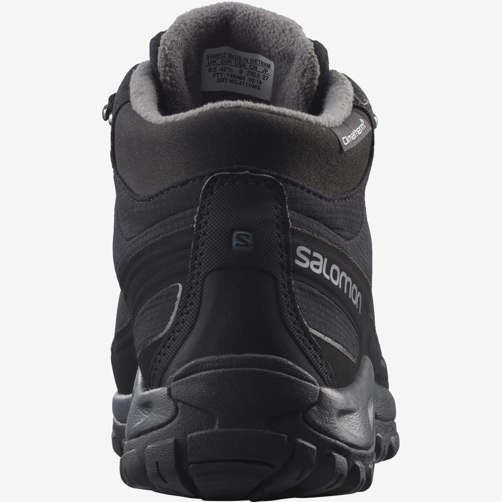 Men's Salomon SHELTER CLIMASALOMON™ WATERPROOF Winter Boots Black | WUFQ-32741