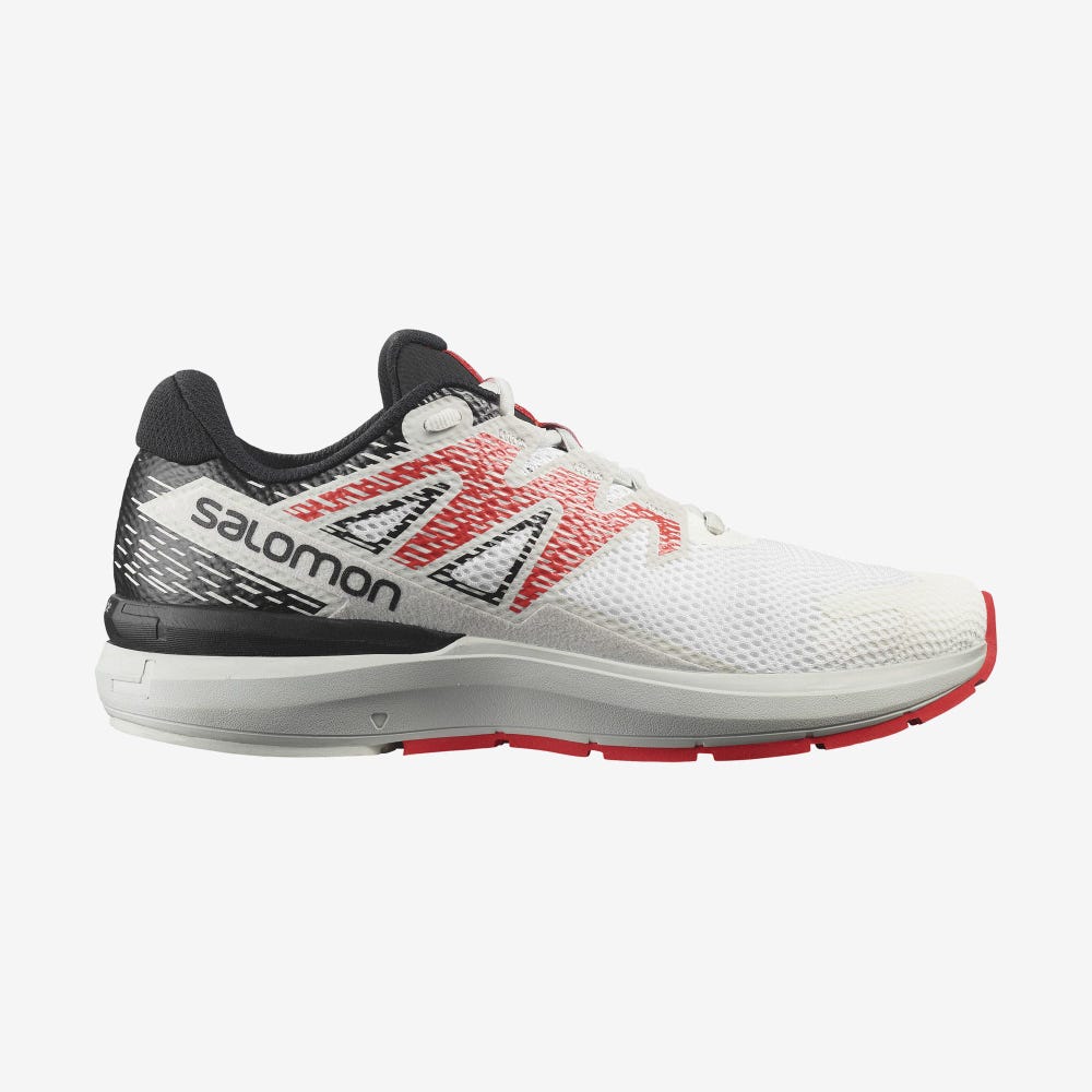 Men\'s Salomon SONIC 5 CONFIDENCE Running Shoes White/Black/Red | WAVG-98213