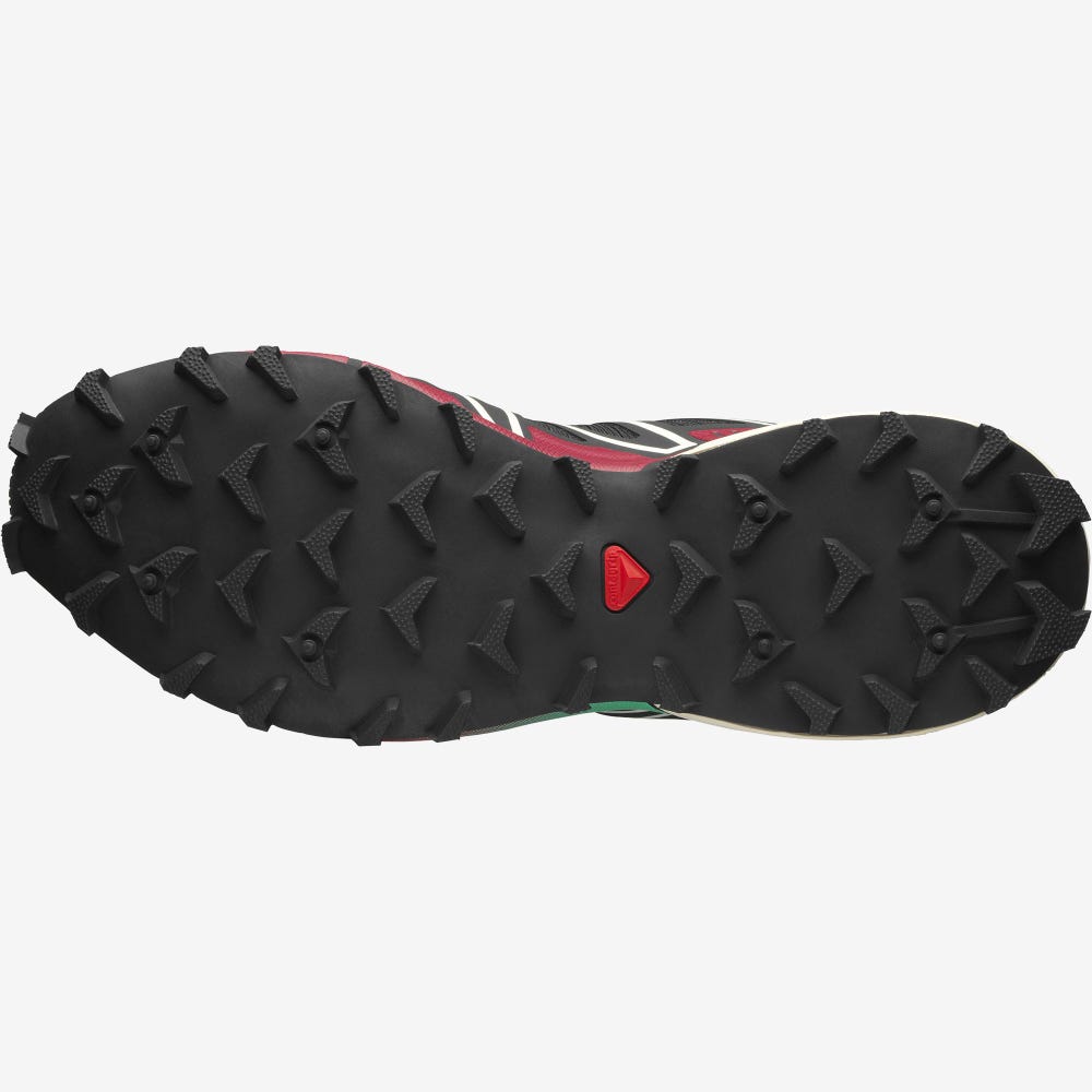 Men's Salomon SPEEDCROSS 3 Sneakers Black/Deep Green/Red | KDSX-54073