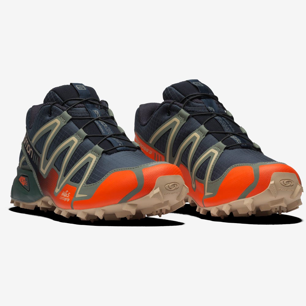 Men's Salomon SPEEDCROSS 3 Sneakers Indigo/Red Orange/Green | OILA-73546