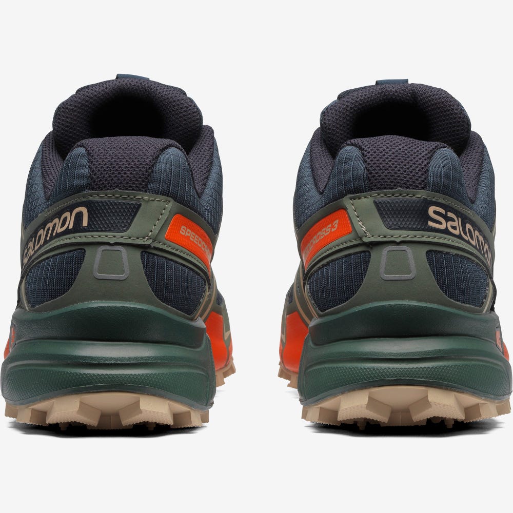 Men's Salomon SPEEDCROSS 3 Sneakers Indigo/Red Orange/Green | OILA-73546