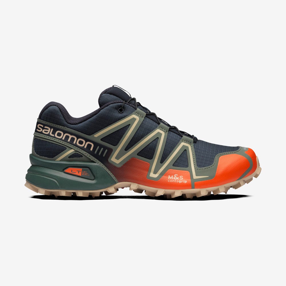 Men\'s Salomon SPEEDCROSS 3 Sneakers Indigo/Red Orange/Green | OILA-73546