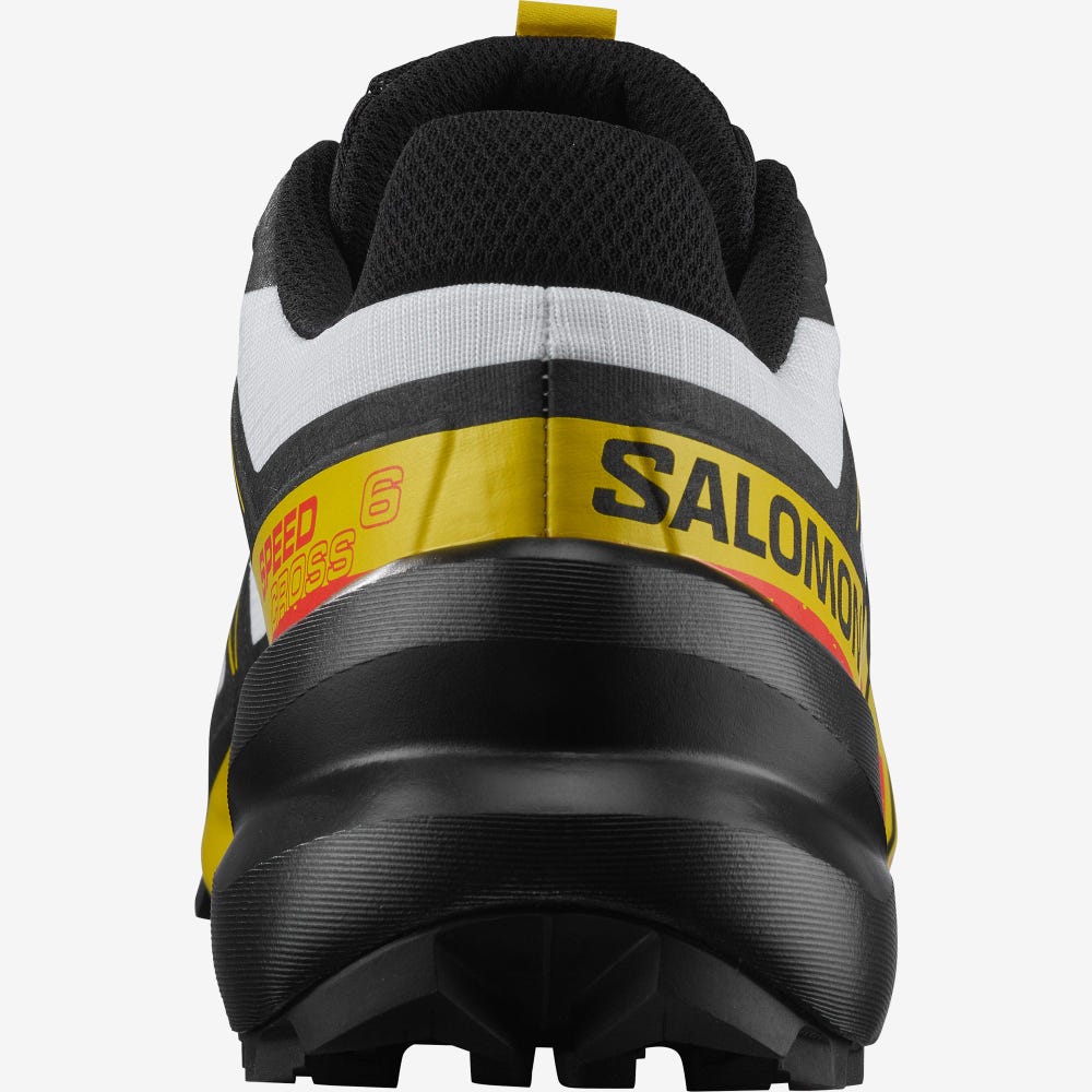 Men's Salomon SPEEDCROSS 6 Trail Running Shoes White/Black/Yellow | PRFS-02359