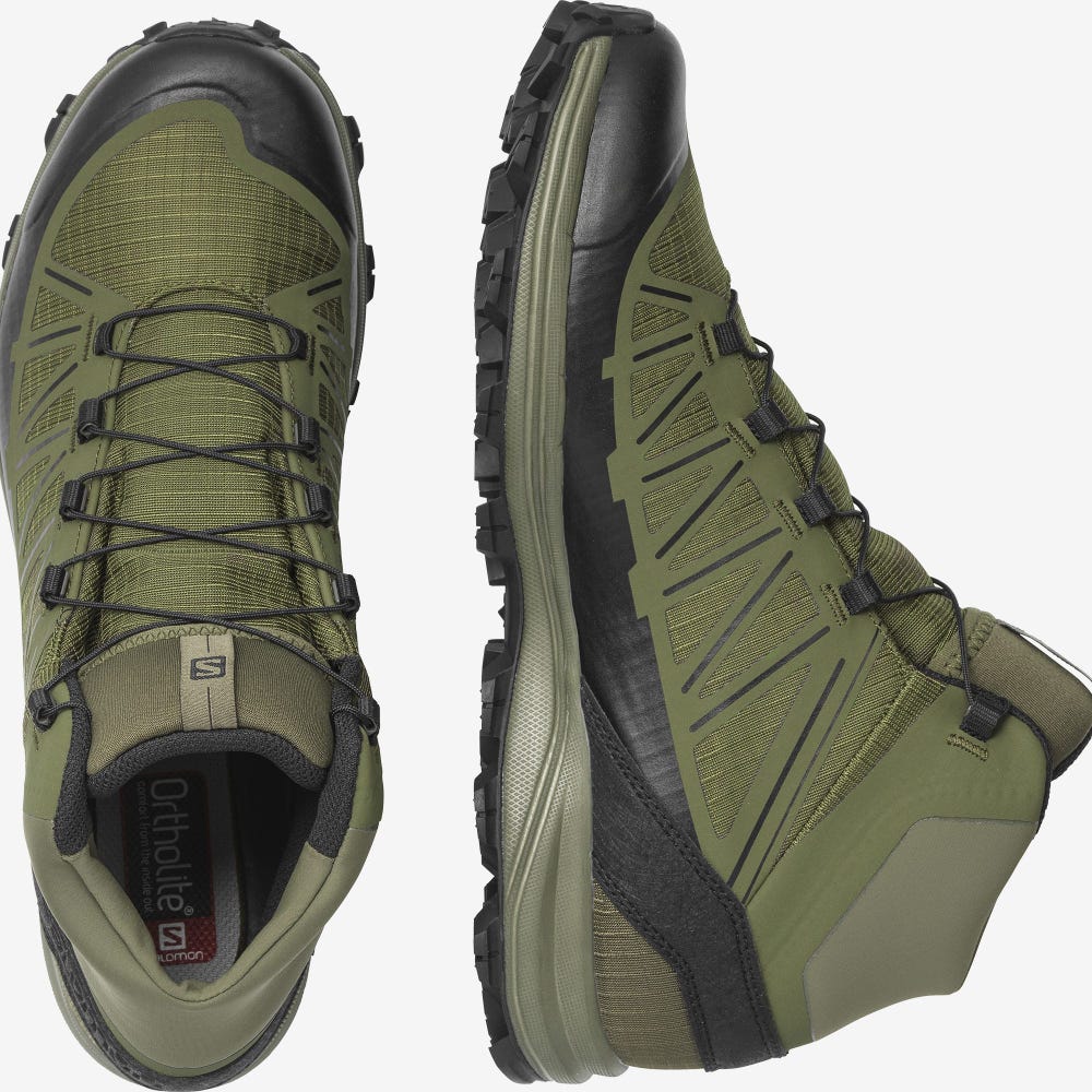 Men's Salomon SPEED ASSAULT Tactical Boots Olive/Black | OVRP-78201