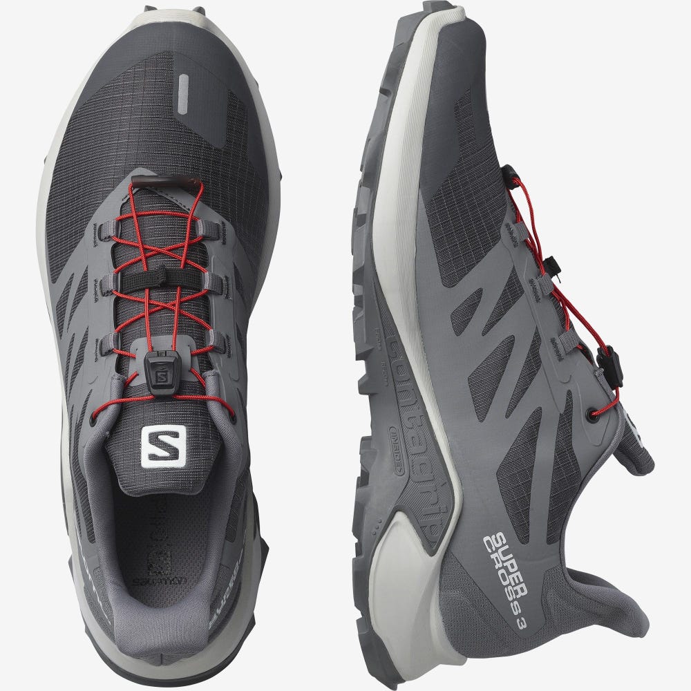 Men's Salomon SUPERCROSS 3 Trail Running Shoes Grey | OKVT-80216