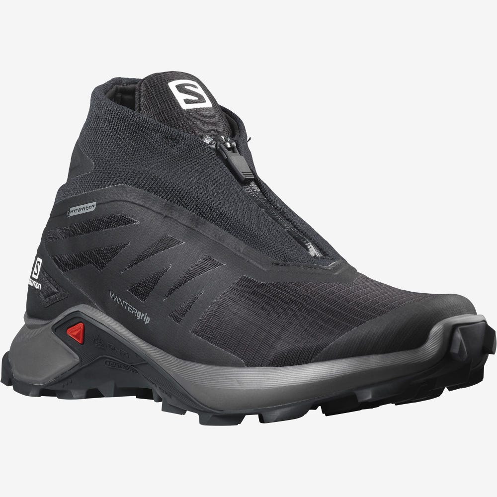 Men's Salomon SUPERCROSS WINTER CLIMASALOMON™ WATERPROOF Trail Running Shoes Black | JHPS-48219