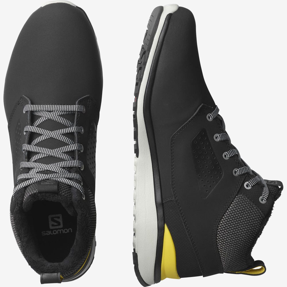 Men's Salomon UTILITY FREEZE CLIMASALOMON™ WATERPROOF Winter Boots Black/Yellow | DIOA-92831