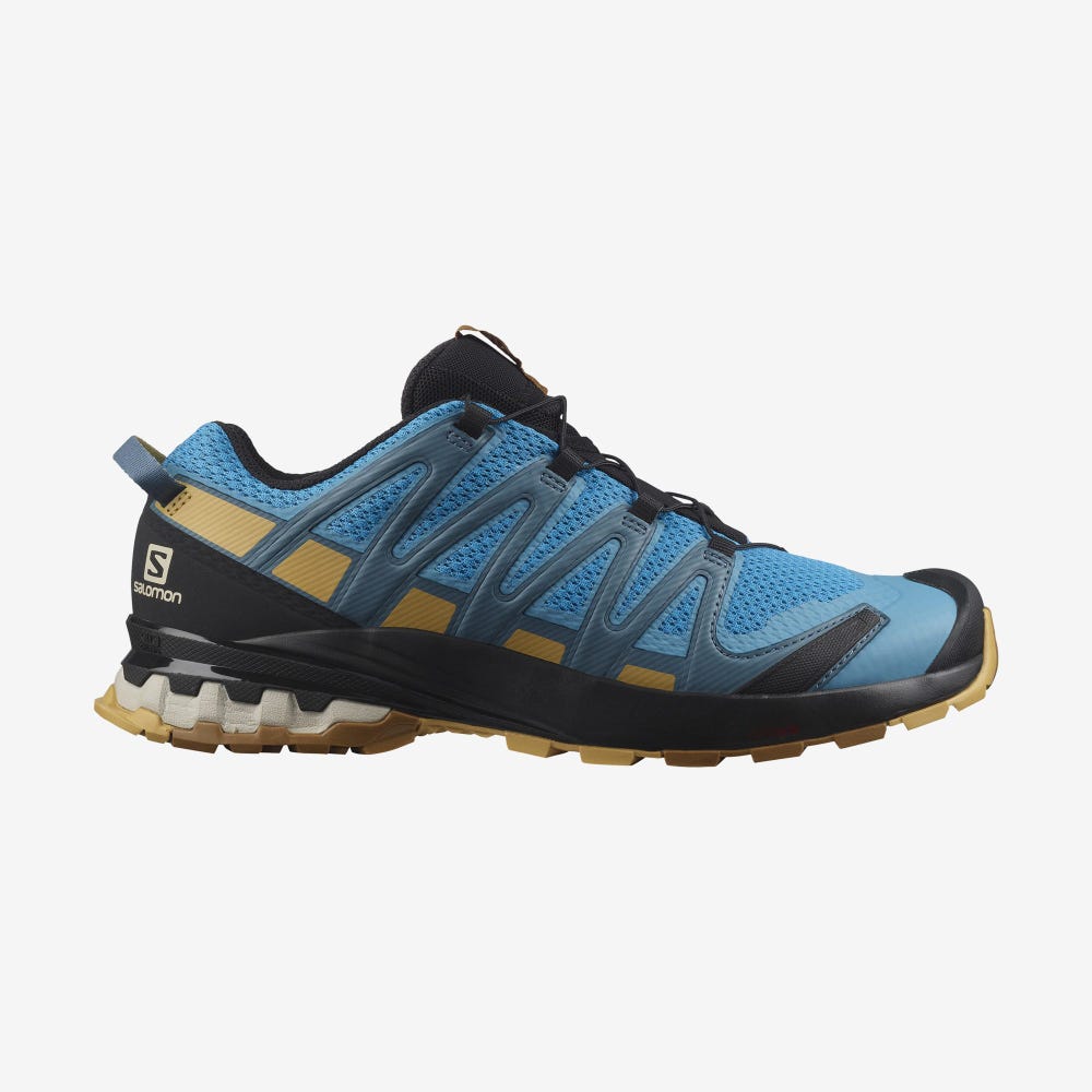 Men\'s Salomon XA PRO 3D v8 Hiking Shoes Blue/Brown | YWAG-35129