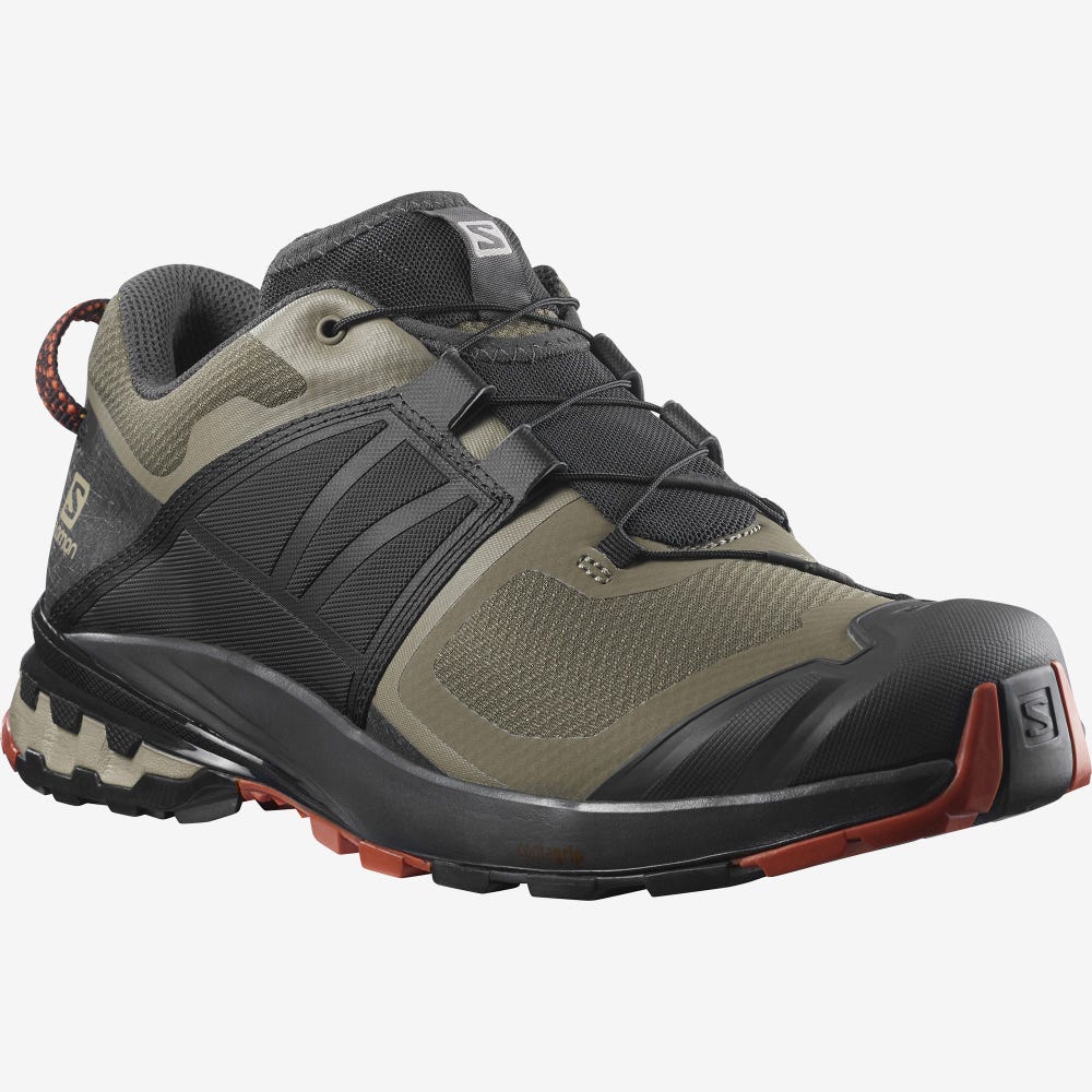 Men's Salomon XA WILD Hiking Shoes Olive/Grey | GQXE-02314