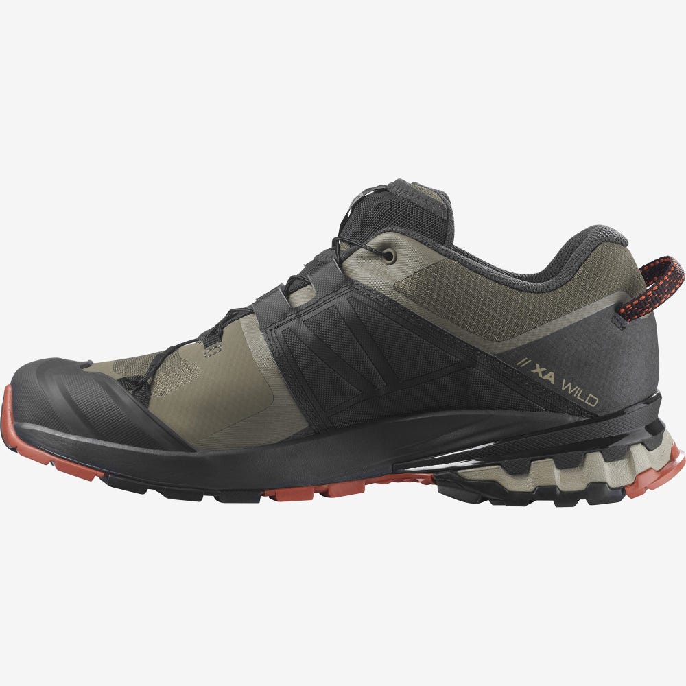 Men's Salomon XA WILD Trail Running Shoes Olive/Grey | ROUL-81536