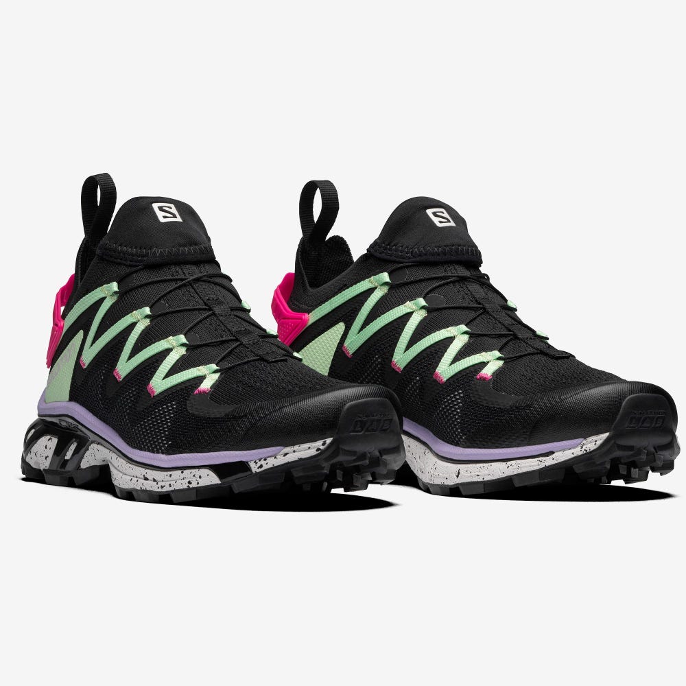 Men's Salomon XT-RUSH Sneakers Black/Green/Pink | RKFP-81075