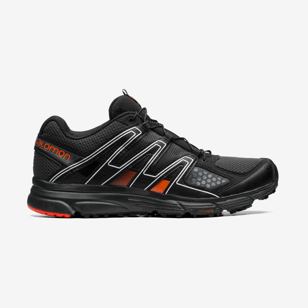 Men\'s Salomon X-MISSION 3 Sneakers Black/Red Orange | YVMR-71245