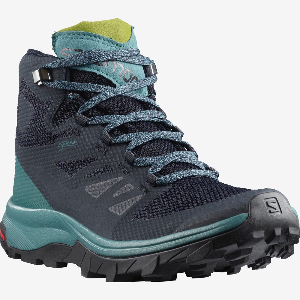 Women's Salomon OUTLINE MID GORE-TEX Hiking Boots Navy | TFPD-71546