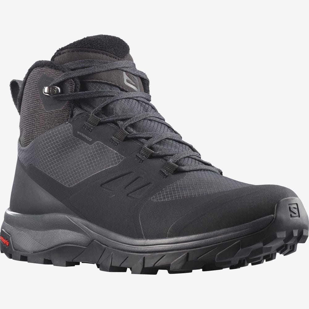 Women's Salomon OUTSNAP CLIMASALOMON™ WATERPROOF Winter Boots Black | WPZQ-86570