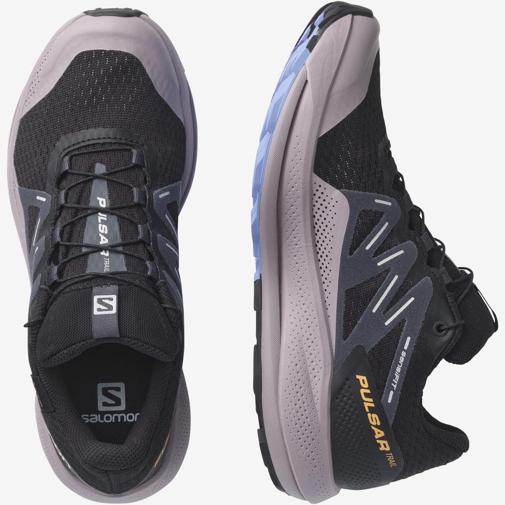 Women's Salomon PULSAR TRAIL GORE-TEX Trail Running Shoes Black | GASI-15862