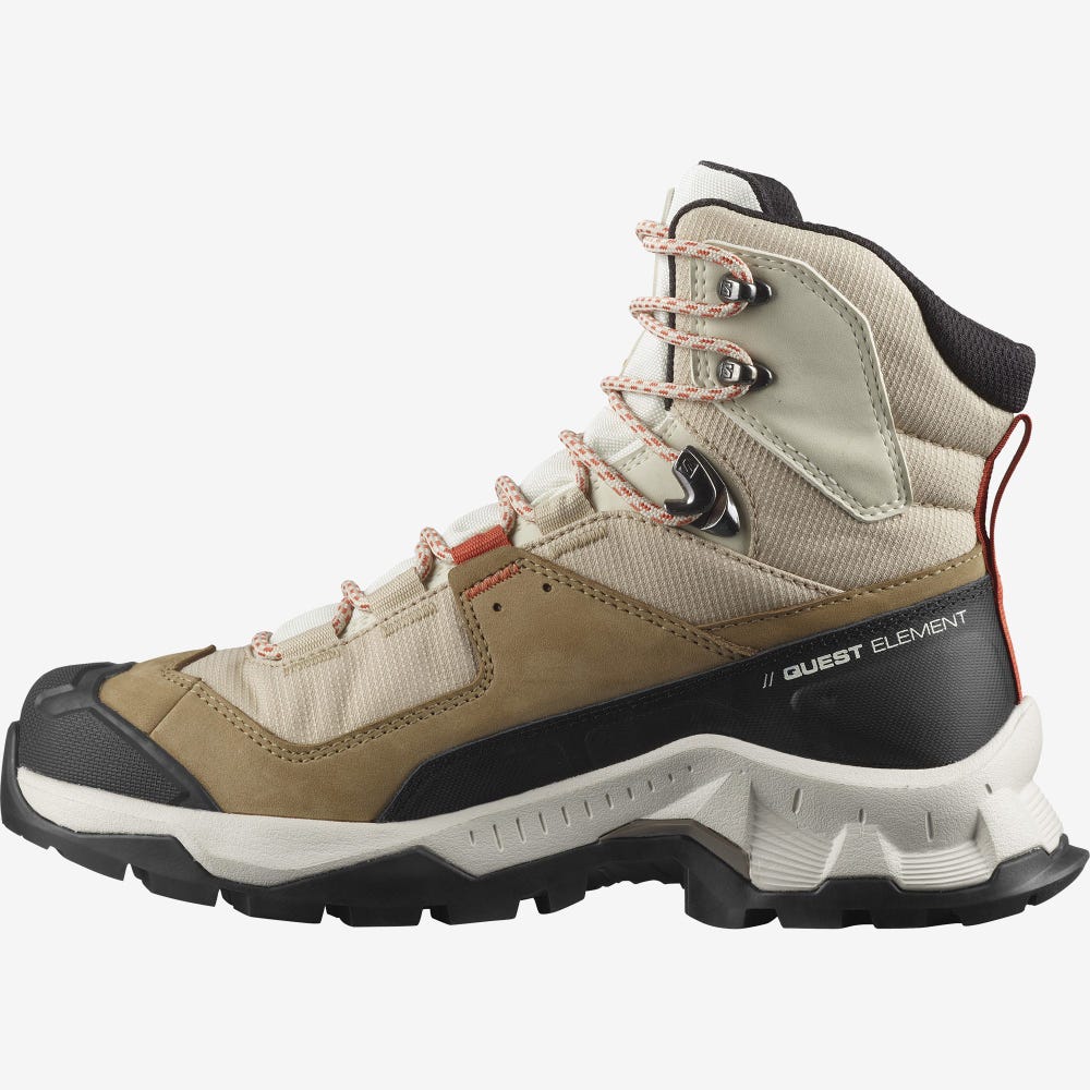 Women's Salomon QUEST ELEMENT GORE-TEX Hiking Boots Light Brown/Orange | WKIX-13920