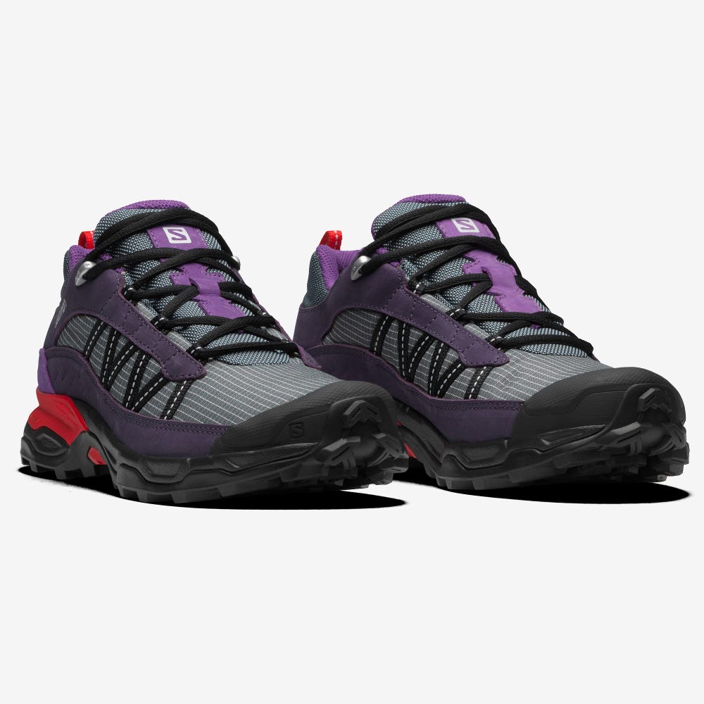 Women's Salomon SHELTER LOW LEATHER Sneakers Grey/Purple/Red | FORV-18256