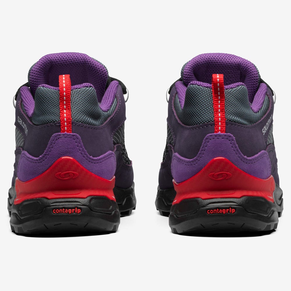 Women's Salomon SHELTER LOW LEATHER Sneakers Grey/Purple/Red | FORV-18256