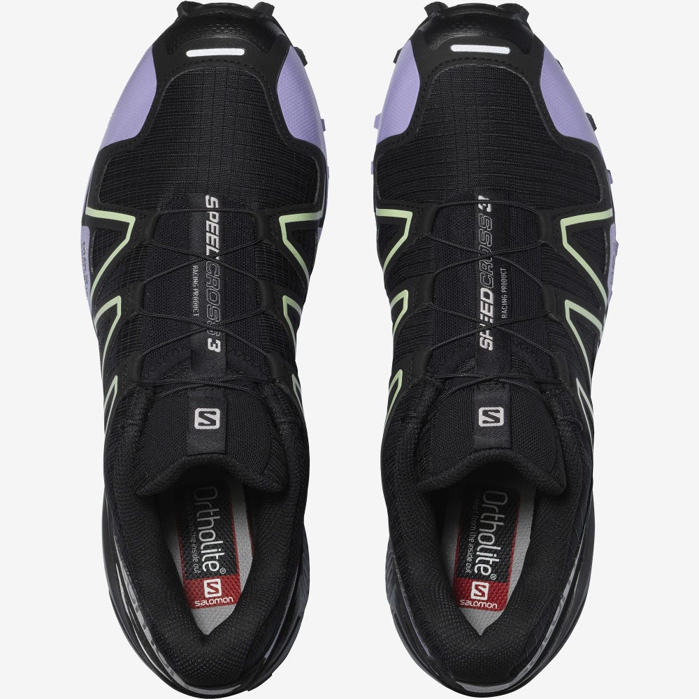 Women's Salomon SPEEDCROSS 3 Sneakers Black/Lavender/Green | MFHB-32091