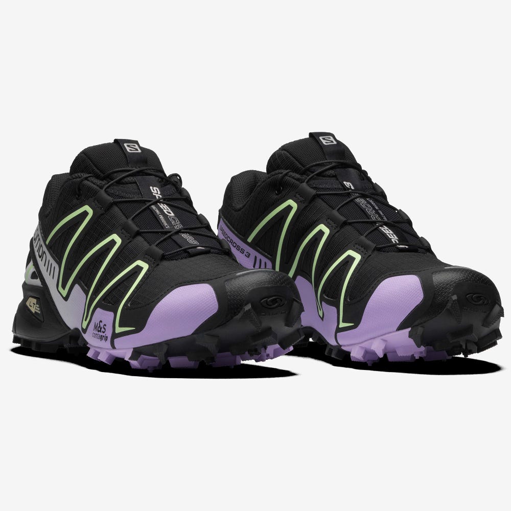 Women's Salomon SPEEDCROSS 3 Sneakers Black/Lavender/Green | MFHB-32091