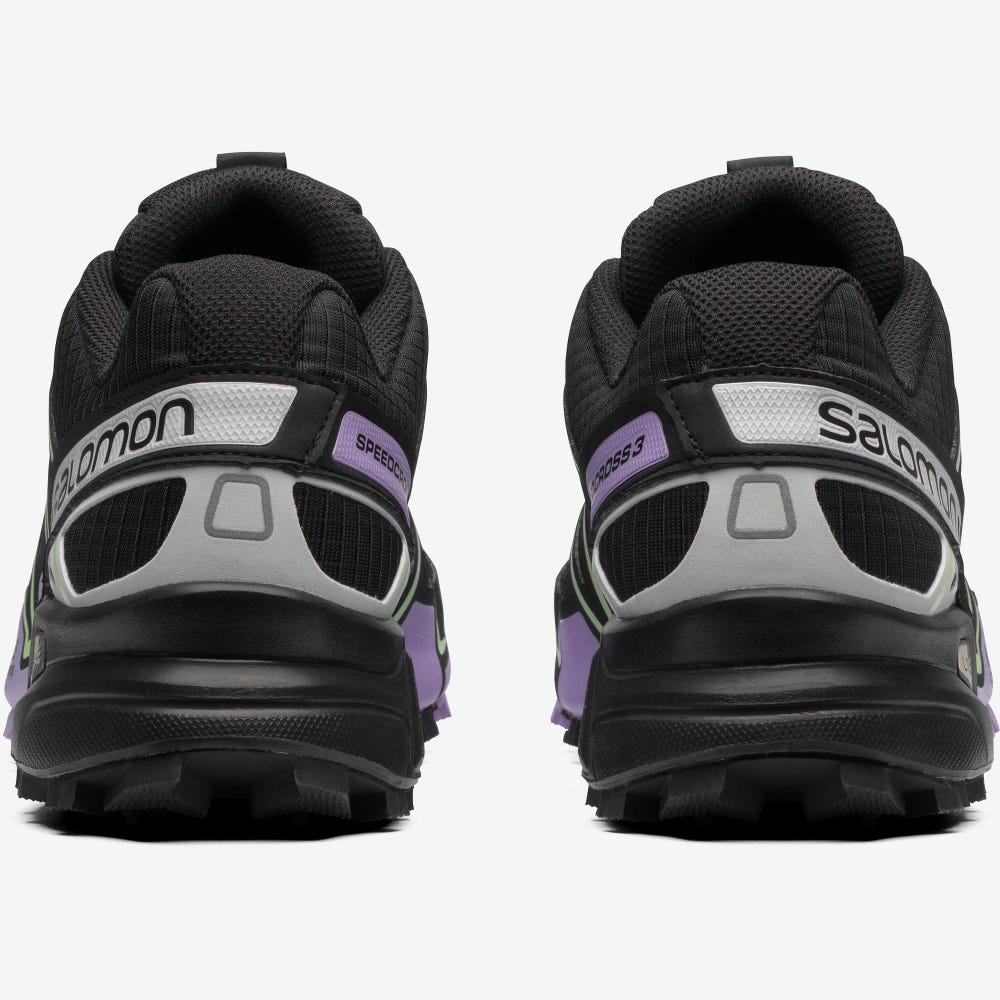 Women's Salomon SPEEDCROSS 3 Sneakers Black/Lavender/Green | MFHB-32091