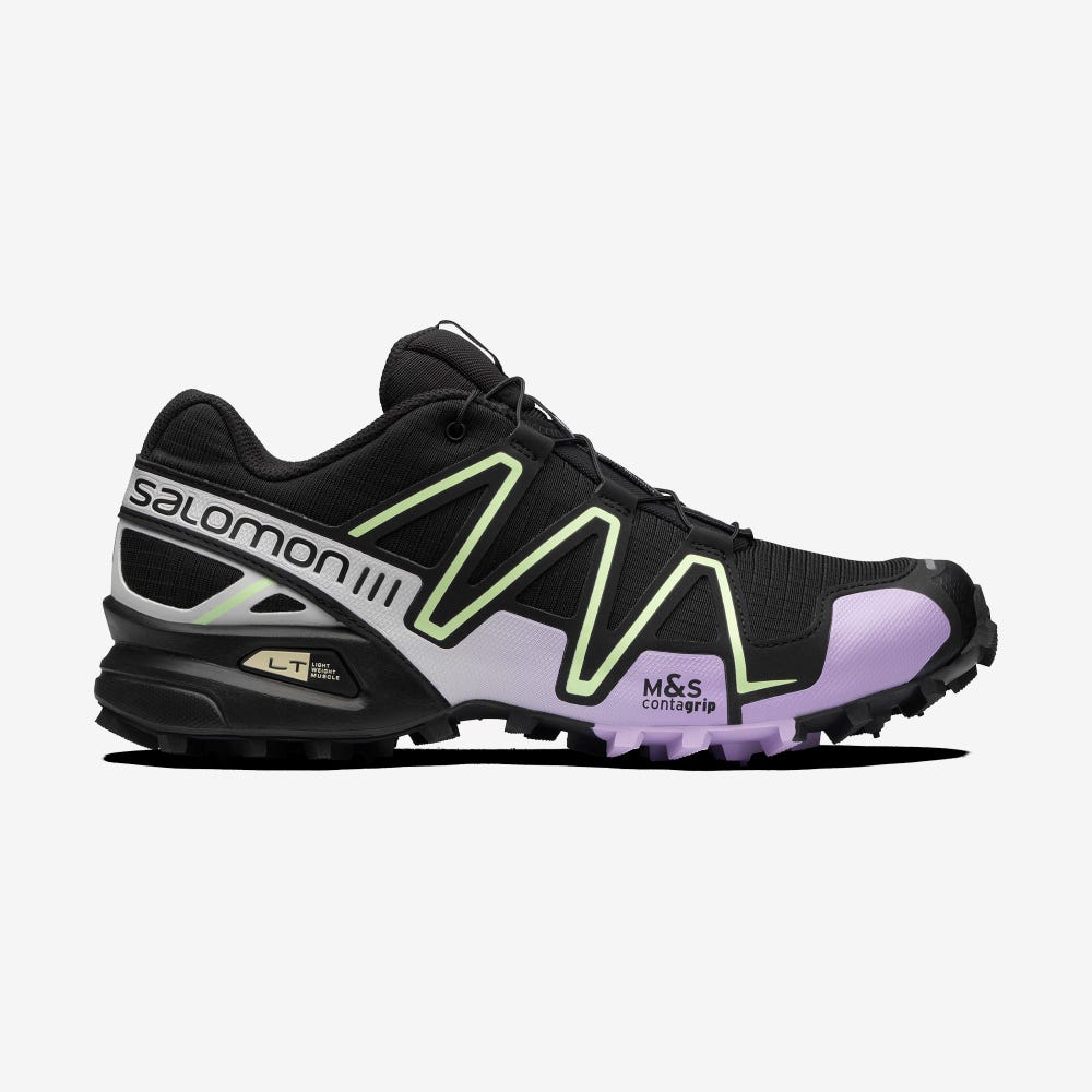 Women\'s Salomon SPEEDCROSS 3 Sneakers Black/Lavender/Green | MFHB-32091