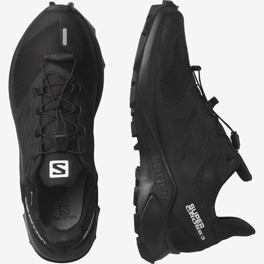 Women's Salomon SUPERCROSS 3 GORE-TEX Trail Running Shoes Black | OQDZ-53807