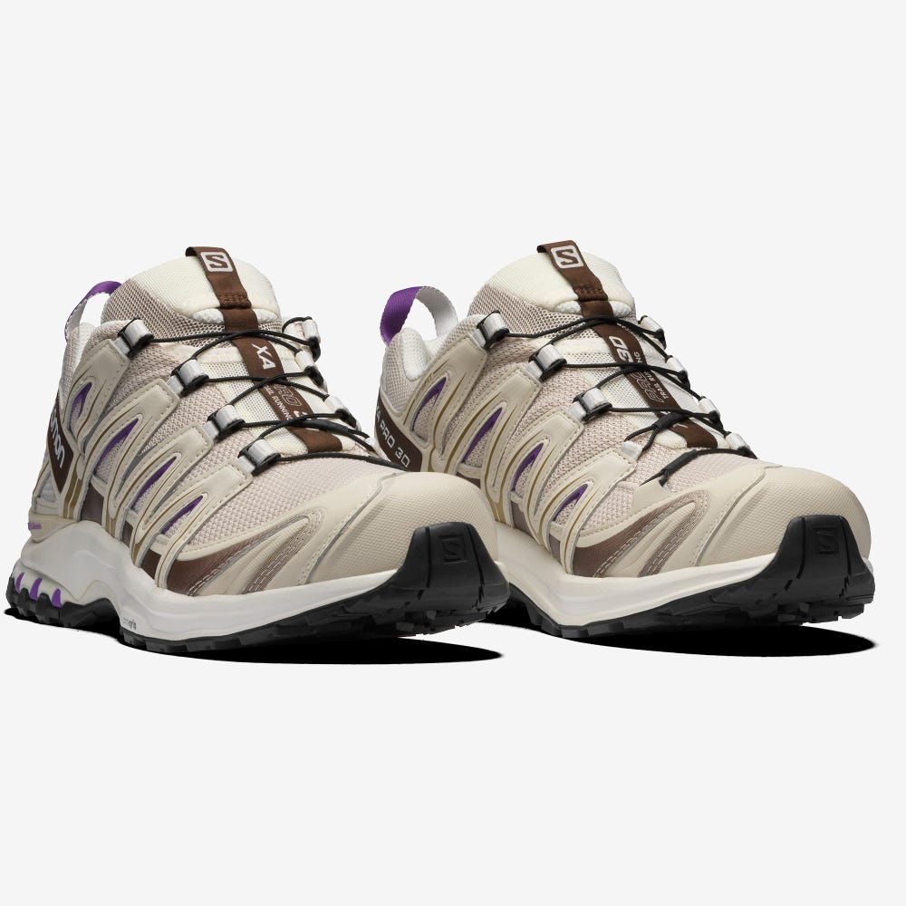 Women's Salomon XA PRO 3D Sneakers Beige/Chocolate/Royal Purple | YEUA-07428