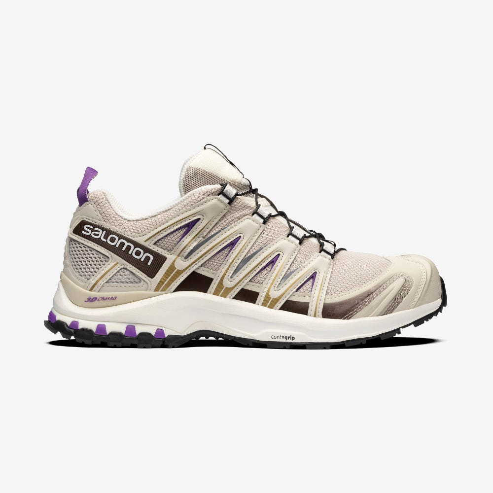 Women\'s Salomon XA PRO 3D Sneakers Beige/Chocolate/Royal Purple | YEUA-07428