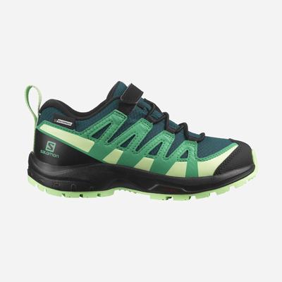 Kids' Salomon XA PRO V8 CLIMASALOMON™ WATERPROOF Trail Running Shoes Deep Turquoise/Black/Green | LJAI-29736