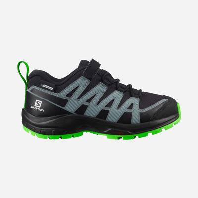 Kids' Salomon XA PRO V8 CLIMASALOMON™ WATERPROOF Trail Running Shoes Black/Green | NYXA-63254