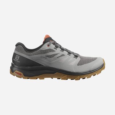 Men's Salomon OUTLINE GORE-TEX Hiking Shoes Grey/Black/Dark Red | PJCH-68432