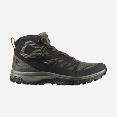 Men's Salomon OUTLINE MID GORE-TEX Hiking Boots Black/Brown | NADP-92648