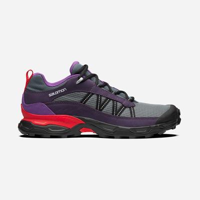 Men's Salomon SHELTER LOW LEATHER Sneakers Grey/Purple/Red | AMDQ-21730