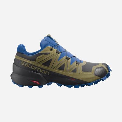 Men's Salomon SPEEDCROSS 5 GORE-TEX Trail Running Shoes Black/Green | NWUM-95418