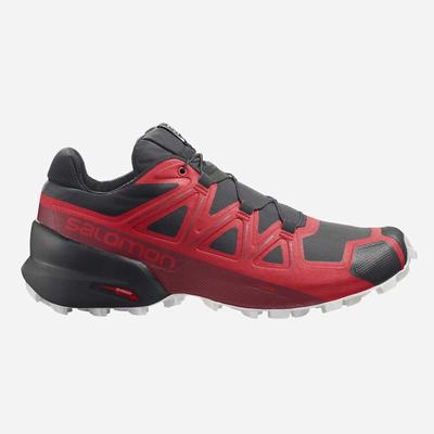 Men's Salomon SPEEDCROSS 5 Trail Running Shoes Black/Red/Red | GMCJ-19248