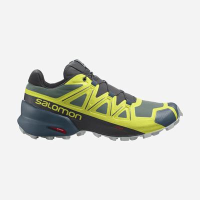 Men's Salomon SPEEDCROSS 5 Trail Running Shoes Green/Black | VHRF-60793