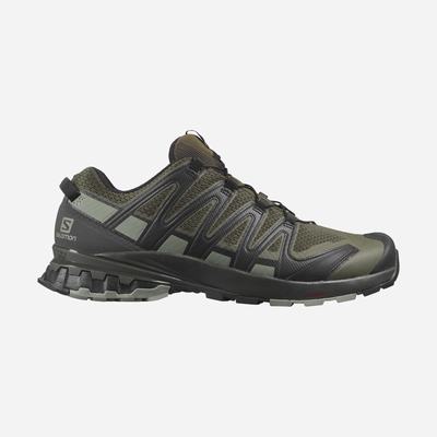 Men's Salomon XA PRO 3D V8 WIDE Hiking Shoes Olive/Grey | OIQY-51208